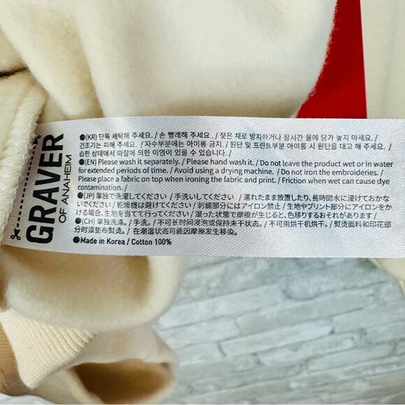 Graver of Anaheim Unisex Oversized Sweatshirt Size XL Cotton Cream Daisy Bear - Picture 9 of 11